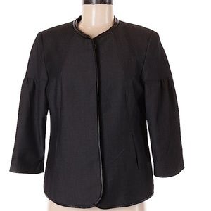 dark gray jacket w/faux leather trim